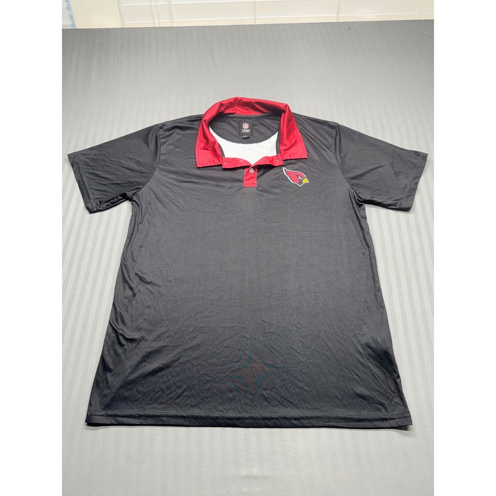 NFL Team Apparel Arizona Cardinals Mens Large Black Red Performance Polo Shirt